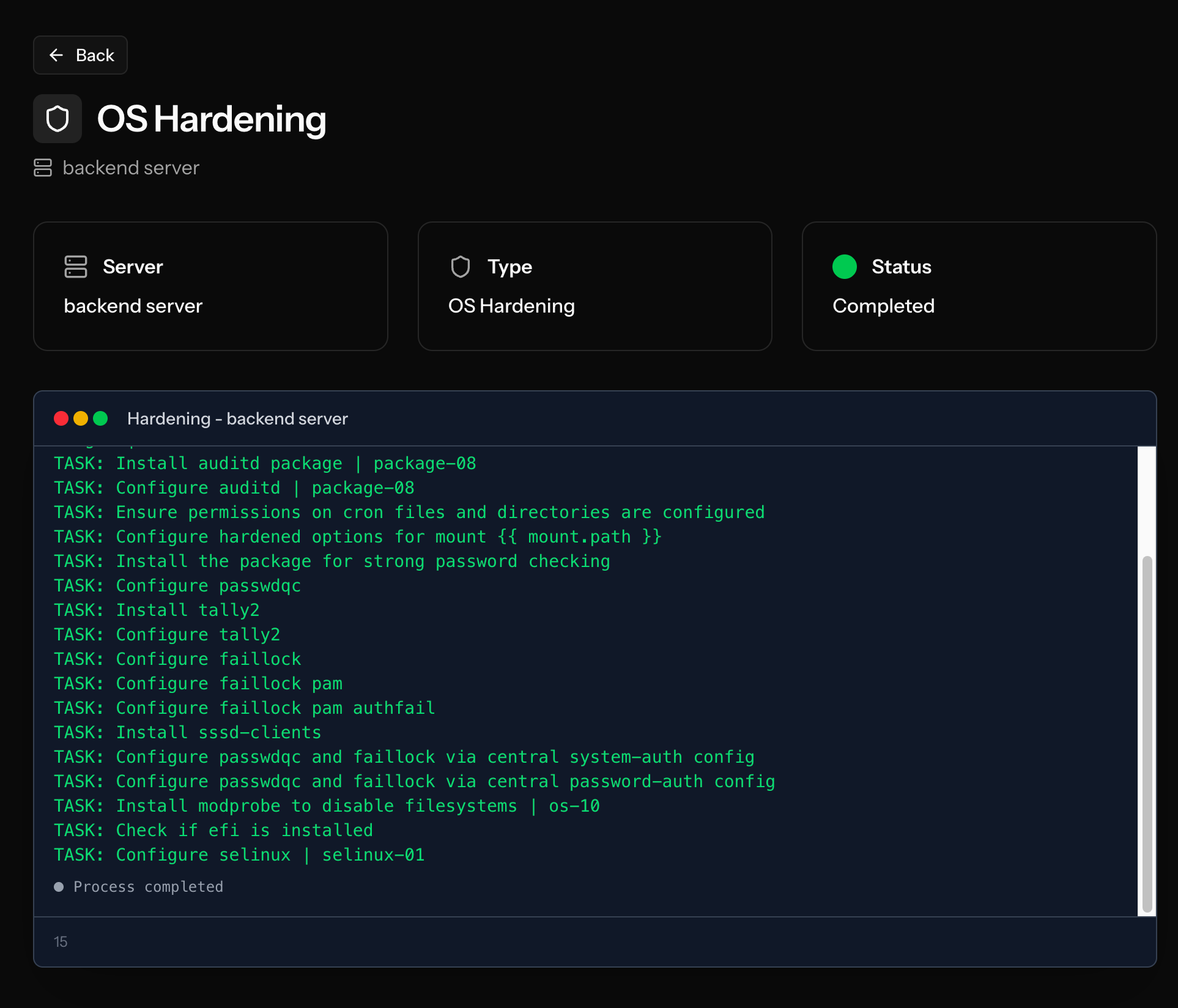 TetsuVPS Server Hardening Interface